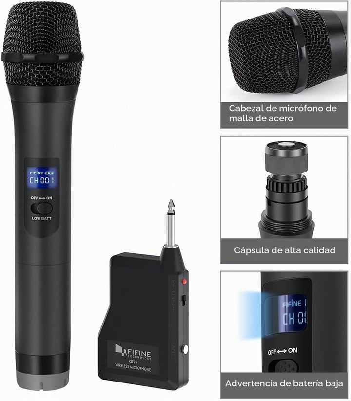 Micrófono Inalámbrico, Micrófono Dinámico de Mano Sistema de Micróf...