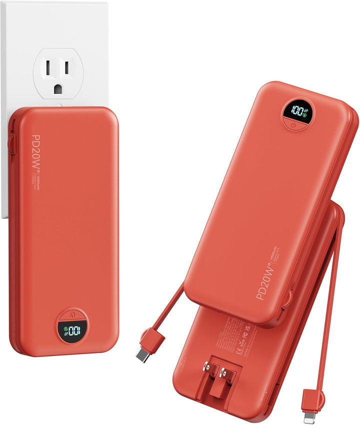 Banco de poder aonidi de 12000mAh ultraportátil con cables y enchuf...