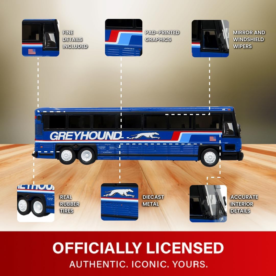 Iconic Replicas 2001 MCI D4000 Entrenador Greyhound Blue