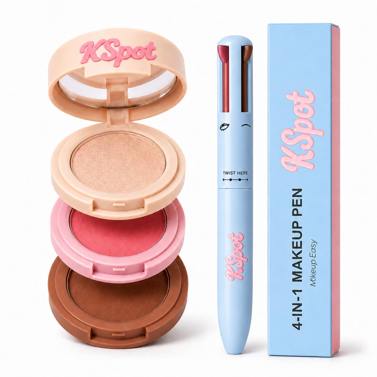 kspot On the Go Touch Up Duo, 4 in 1 Makeup Pen and 3 in 1 Face Pal...