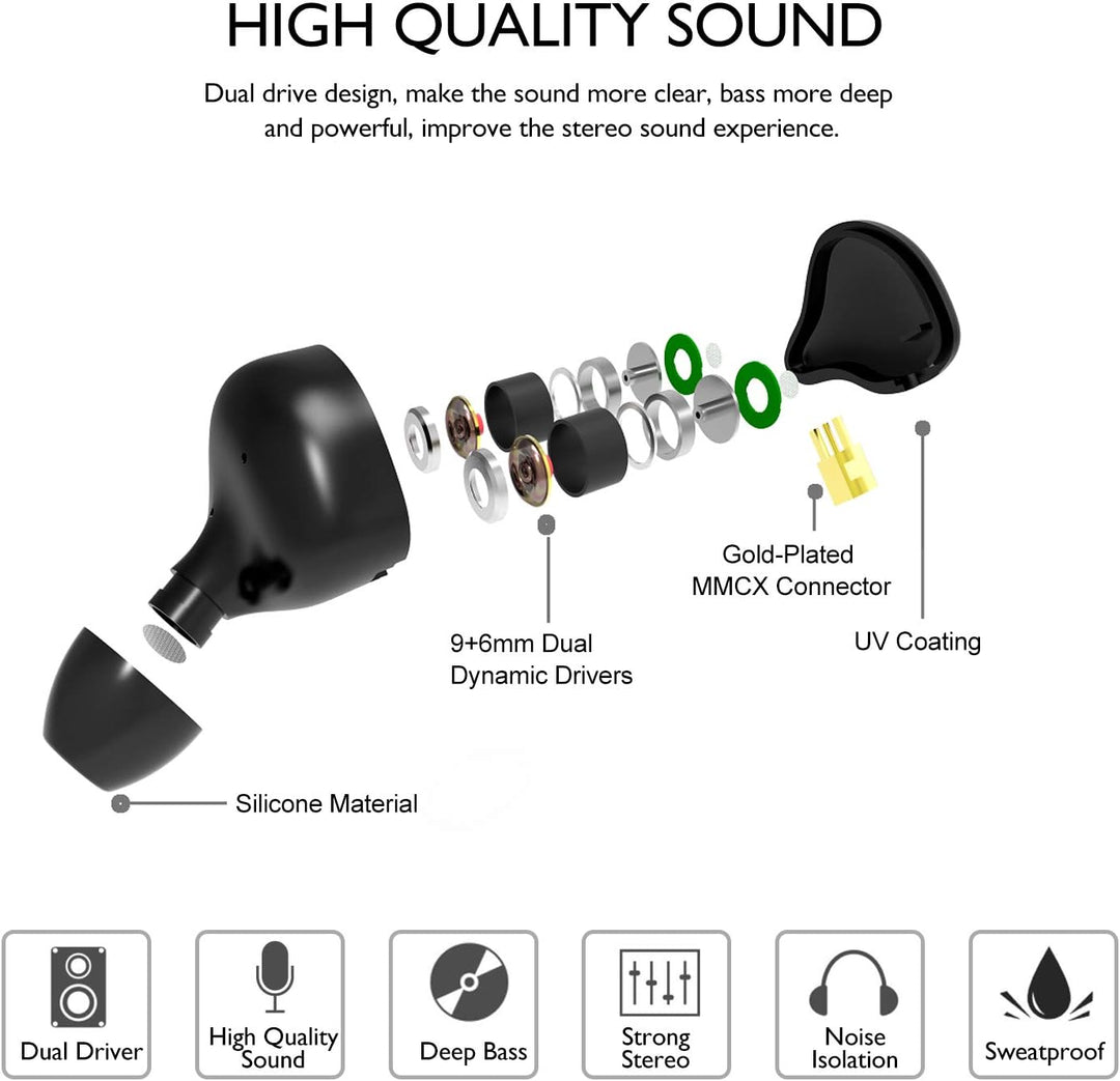 DCMEKA Auriculares de Monitor In-Ear, Auriculares Estéreo HiFi IEM,...