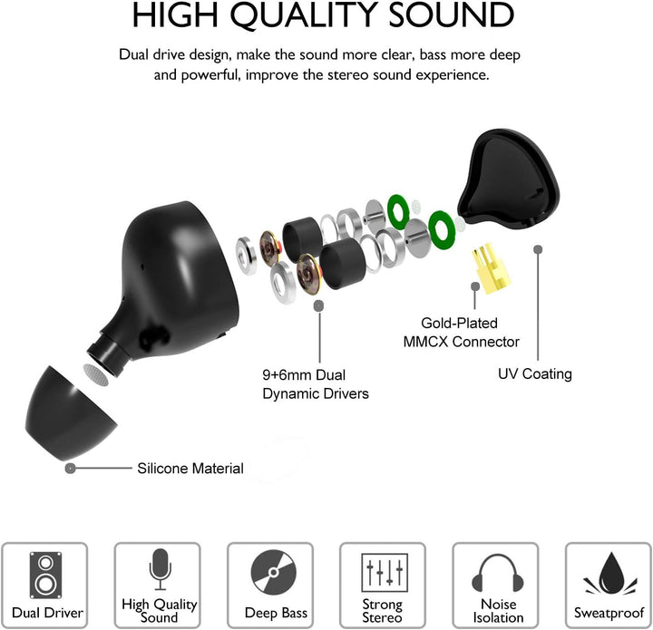 DCMEKA Auriculares de Monitor In-Ear, Auriculares Estéreo HiFi IEM,...
