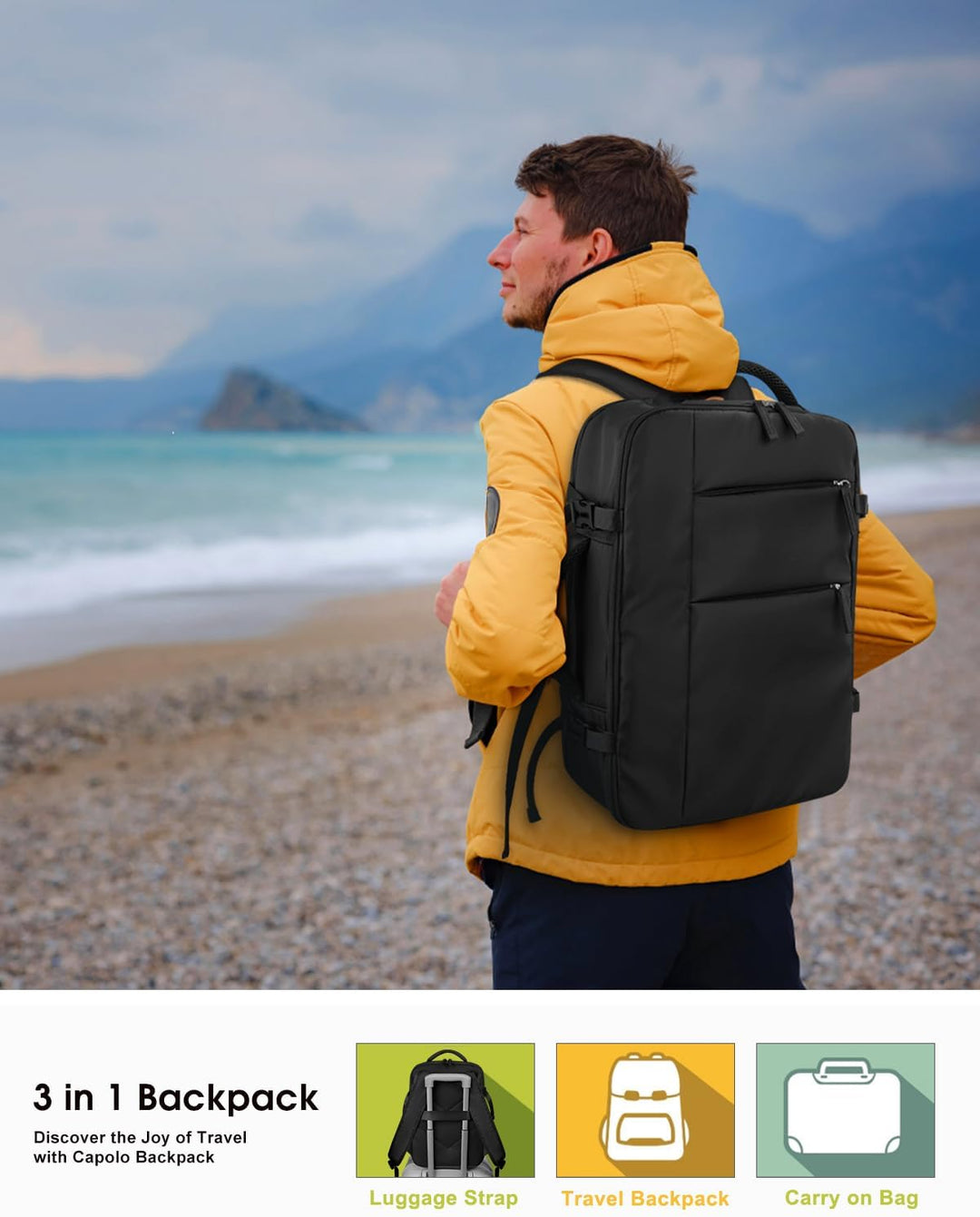 Mochila de viaje Capolo para mujeres y hombres, mochila impermeable...