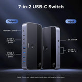 UGREEN Interruptor USB 3.2 de 2 entradas y 7 salidas, interruptor d...