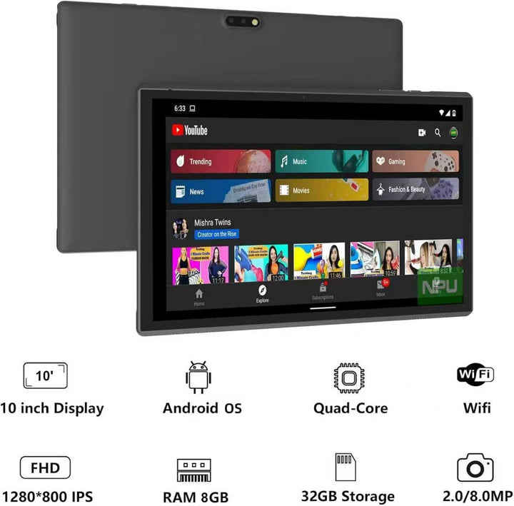 Tablet Android de 10 Pulgadas con Estuche y Lápiz Táctil Android 15...