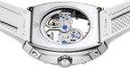 OLEVS Reloj para Hombre Skeleton Automático Tonneau Correa de Silicona Negocios Lujo a Prueba de Agua Luminoso Reloj Mecánico para Hombre