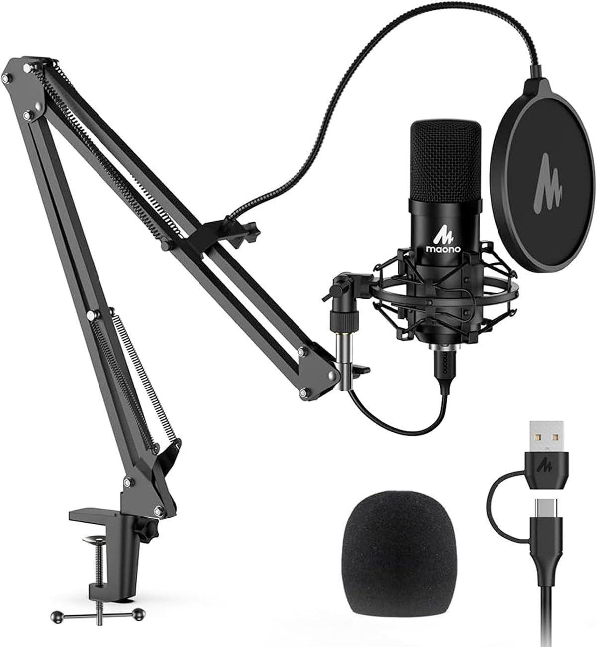 Kit de micrófono USB 192KHZ\/24BIT Enchufa y usa MAONO AU-A04 USB p...