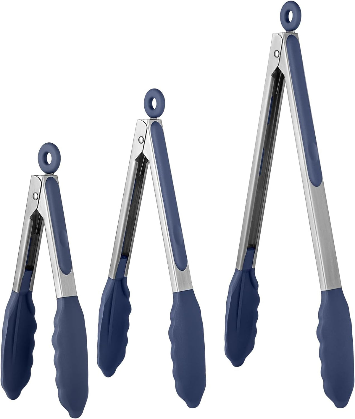 U-Taste Pinzas de Cocina para Cocinar, Resistencia al Calor de 600ºF, 3Pcs/Azul Medianoche