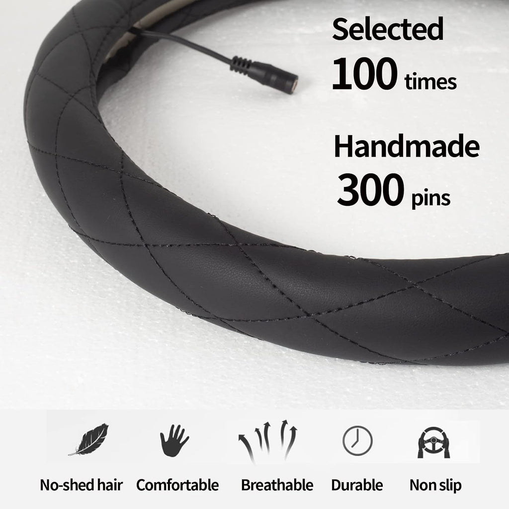 Funda térmica para volante, calentador de volante de lujo, calentador de manos rápido de 12 V, diámetro exterior de 14.5 a 15 pulgadas para volantes de automóvil de tamaño estándar