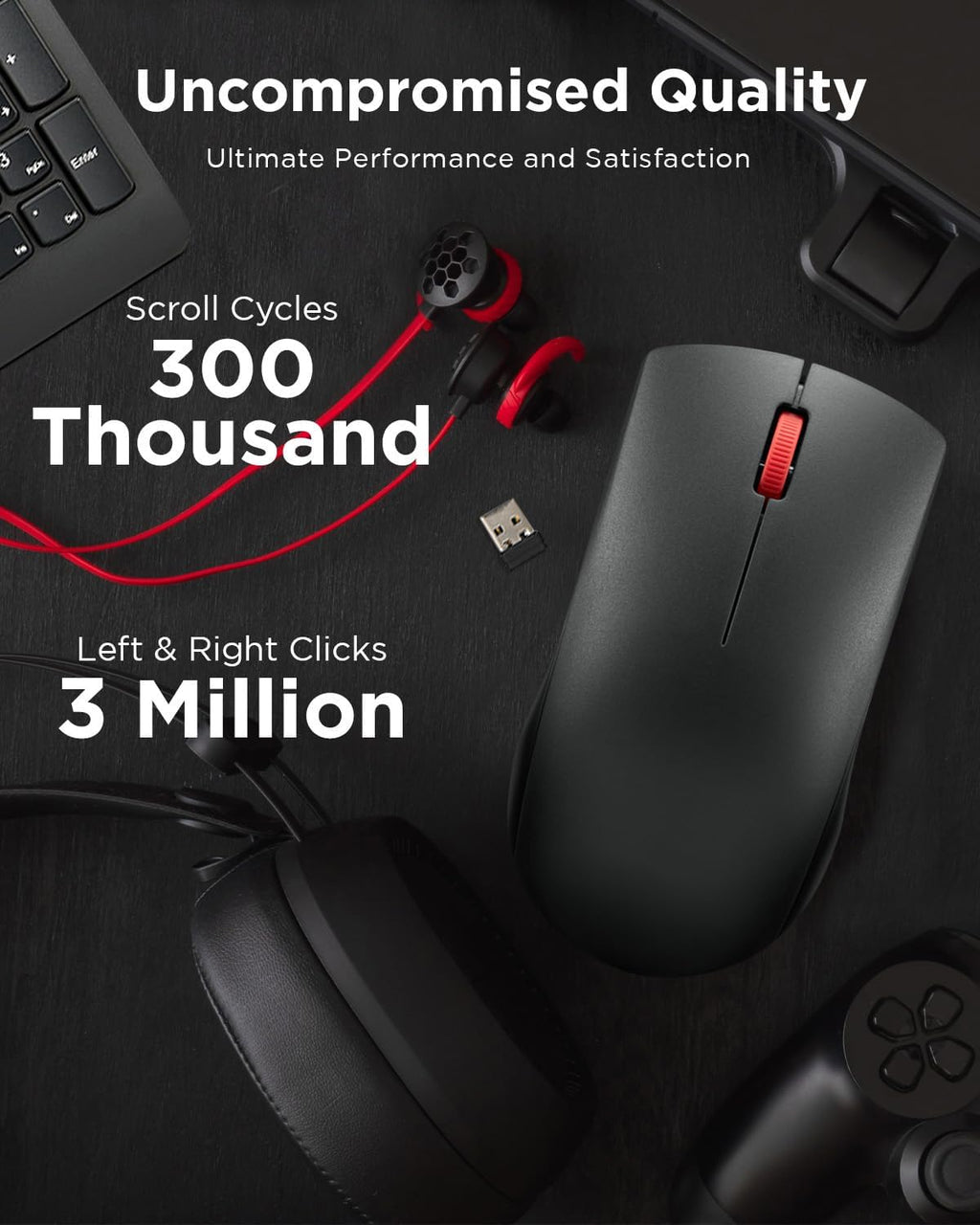 Lenovo Mouse inalámbrico (WL150) - Mouse ergonómico ambidiestro Nan...