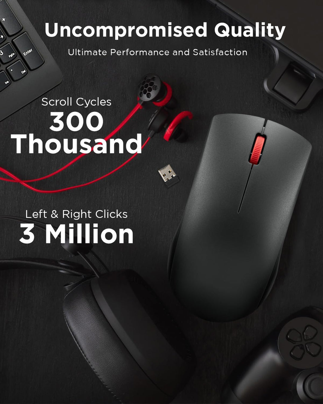 Lenovo Mouse inalámbrico (WL150) - Mouse ergonómico ambidiestro Nan...