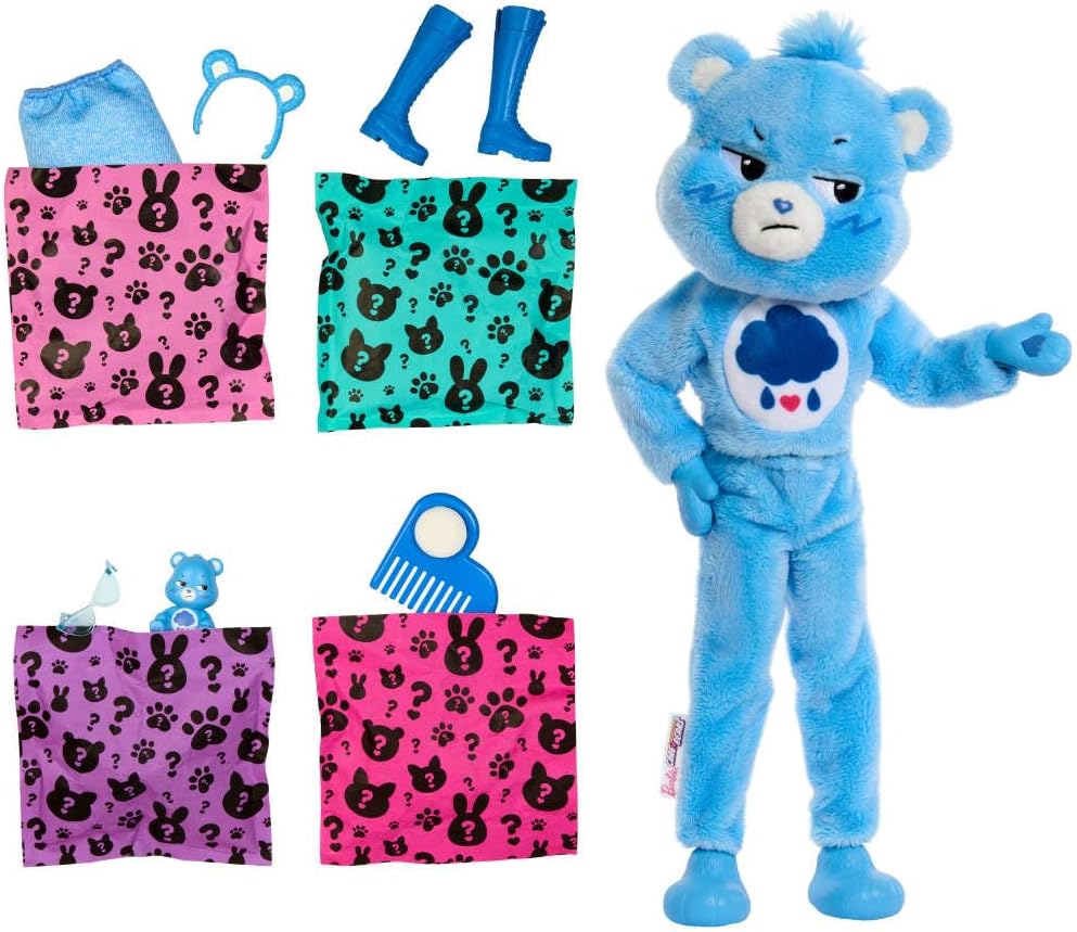 Barbie Cutie Reveal Care Bears Series - Muñeca y accesorios con disfraz de Oso Gruñón