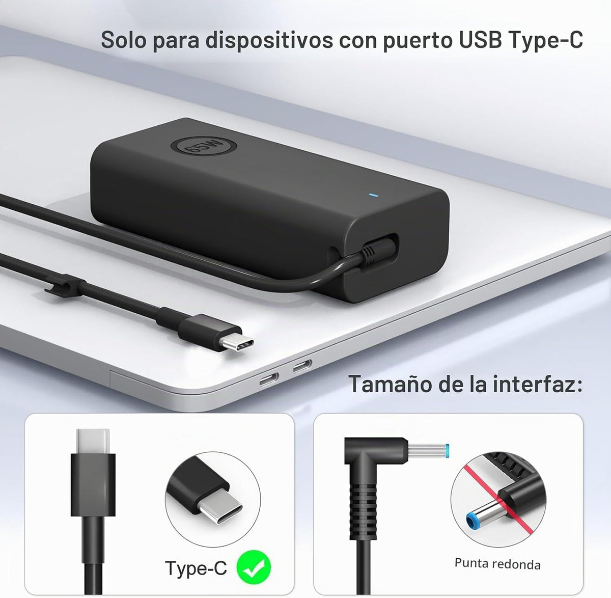 USB-C de 65 W compatible con cargador de laptop Dell XPS 13 y cargador Latitude 3340 3440 3540 3550 5420 5430 5520 5320 5340 5440 5550 7440 7490 7640 7410 7410 7410 7 122 in -en-1 9440 portátil 2 en 1 - Cable de alimentación incluido