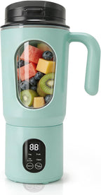Batidora portátil para batidos, 580ML USB-C recargable Juicer Cup (verde)