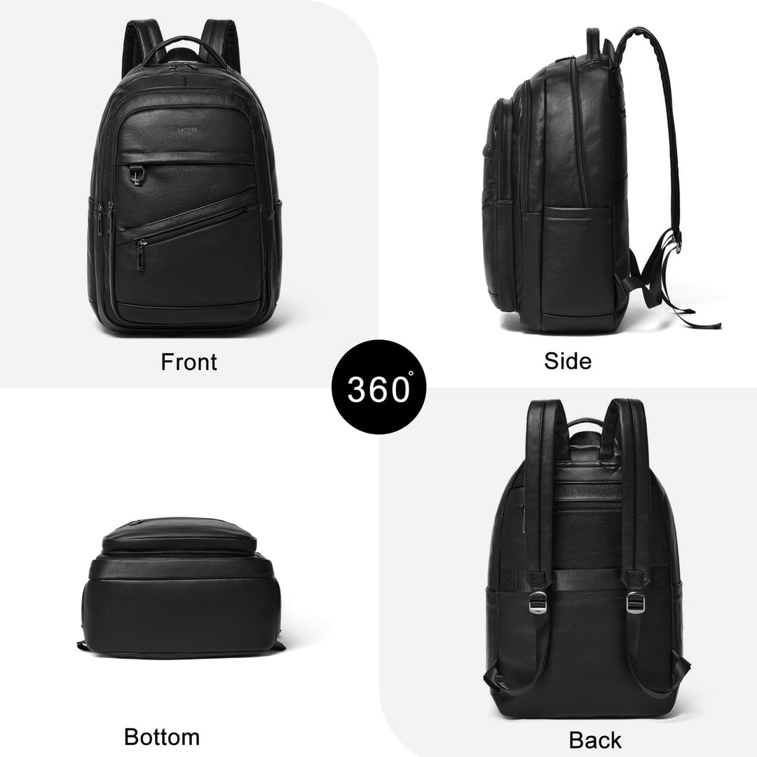 LATMAP Mochila de 43L para mujer: mochila de cuero vegano para lapt...