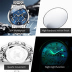 OLEVS Relojes para Hombres de Negocios de Acero Inoxidable, a Prueba de Agua, Estilo Casual Formal