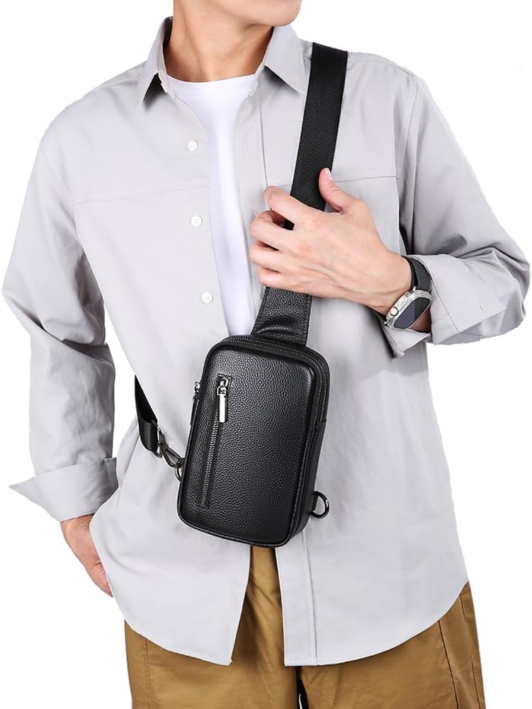 Bolsa cruzada, cangureras de cuerpo cruzado para hombres y mujeres, moderna, color negro, pequeña bolsa de pecho para teléfono para entrenamiento y correr