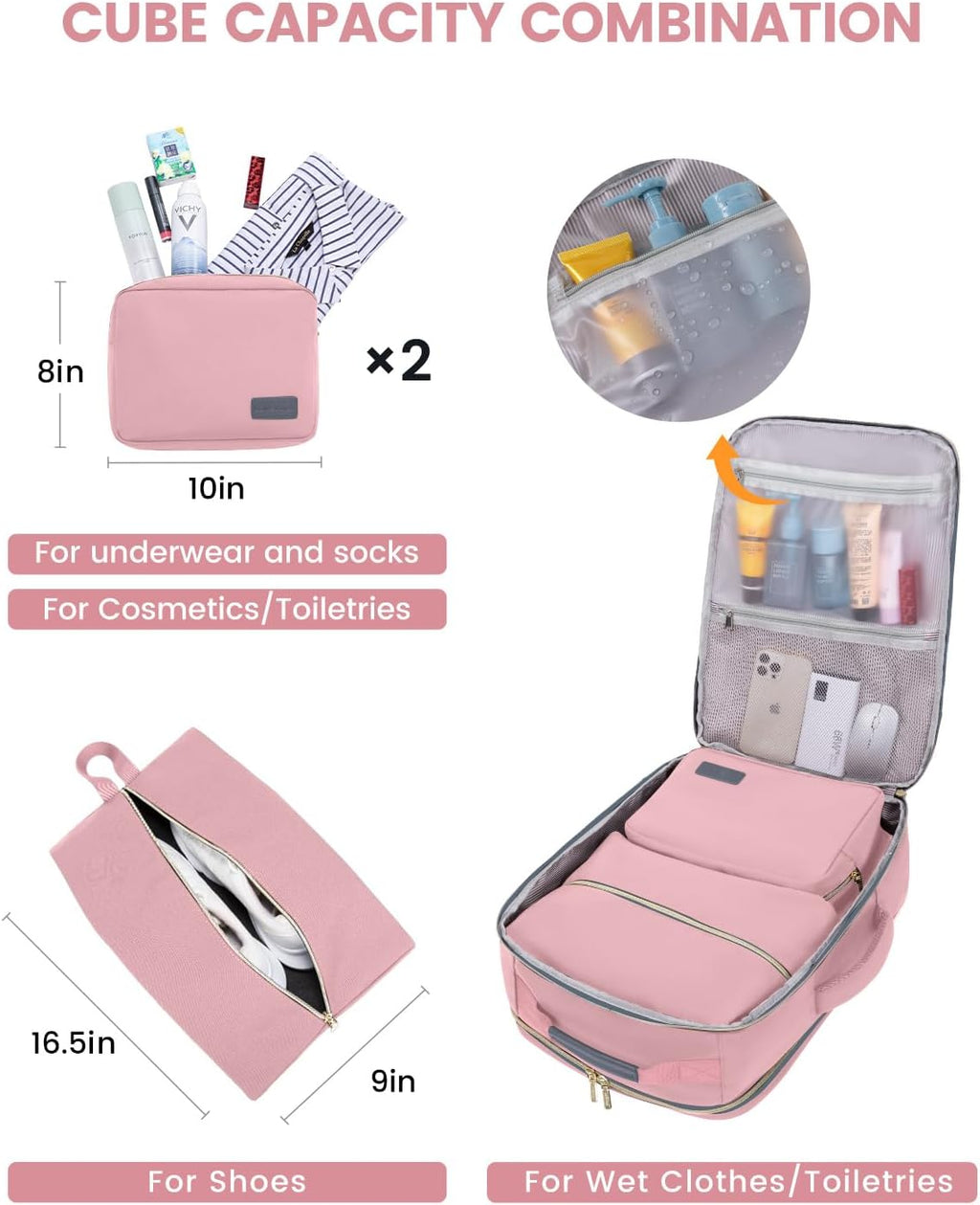 LOVEVOOK Mochila de viaje de 50 litros para mujeres y hombres, equi...