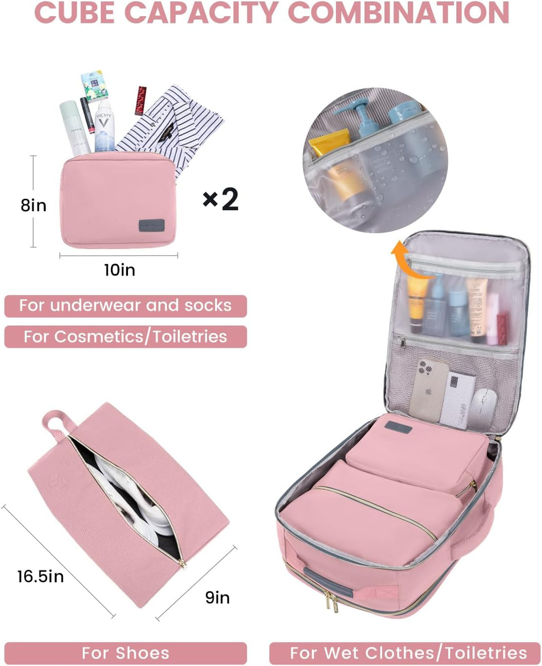 LOVEVOOK Mochila de viaje de 50 litros para mujeres y hombres, equi...