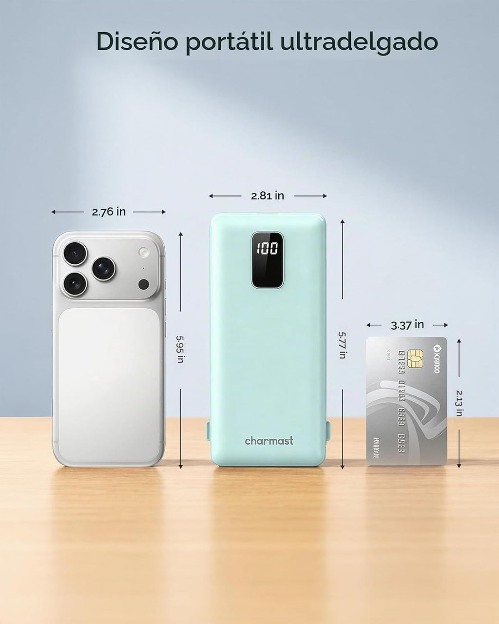 charmast Banco portátil 10000mAh del poder del cargador con el enchufe