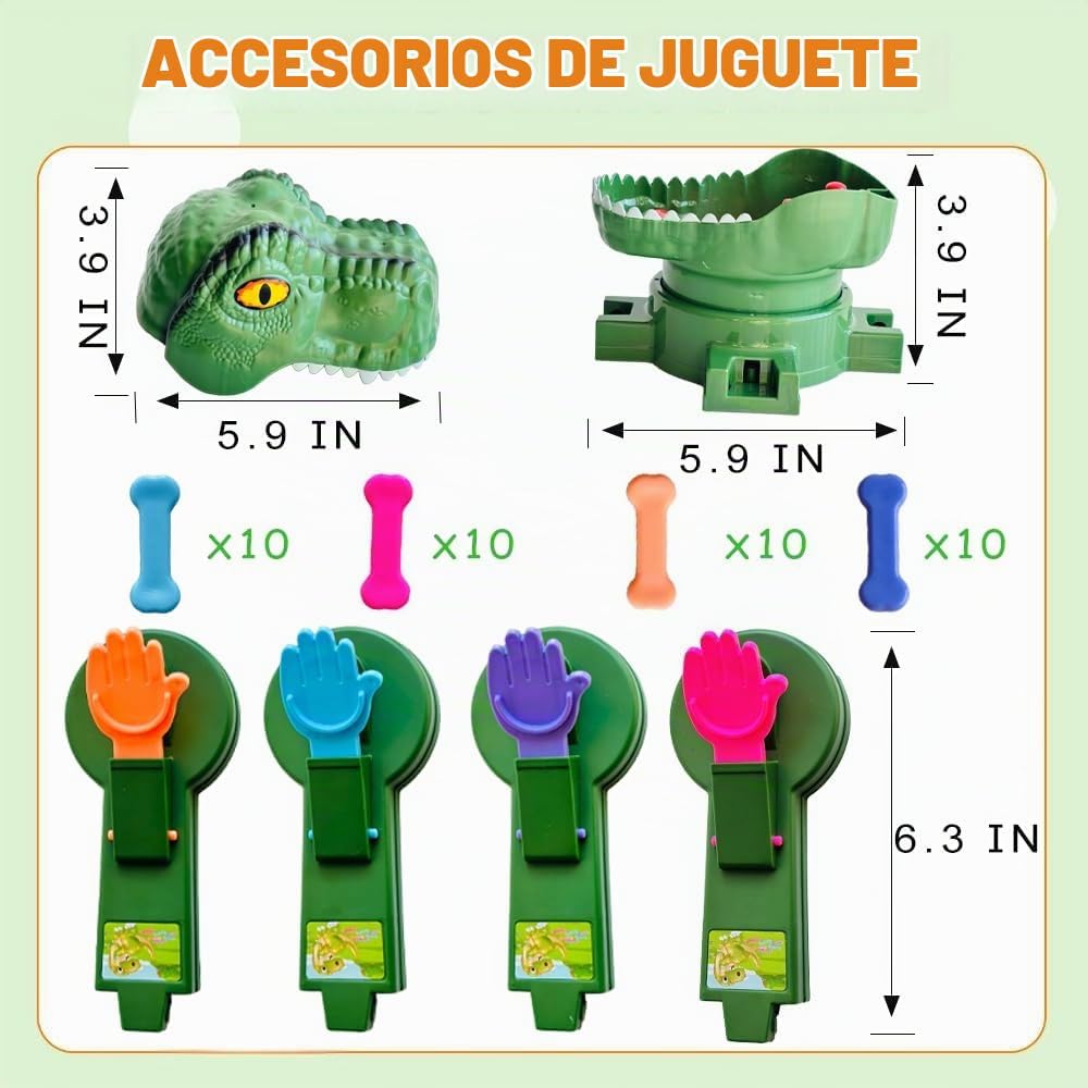 Juego de mesa clásico de dinosaurio de alimentación, juego de disparos de acción multijugador, juguete de huesos de comer dinosaurios, divertido desafío de velocidad de reacción para niños