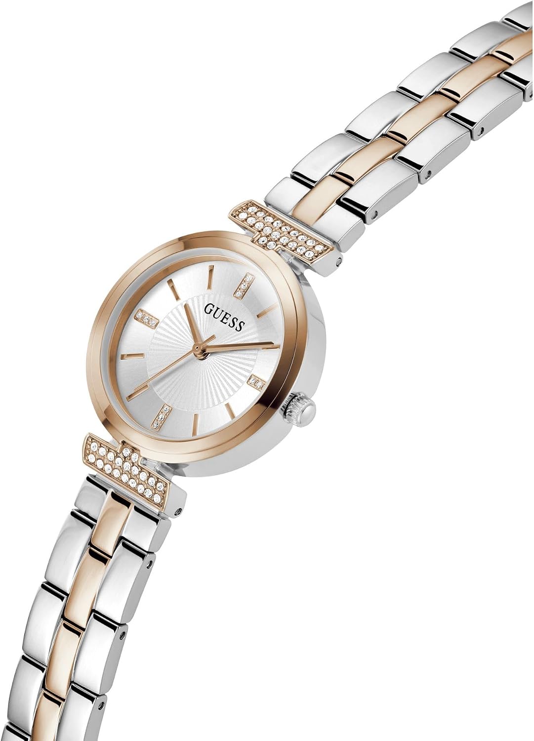 GUESS Reloj analógico de cuero dorado