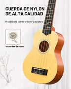 Donner Kit de ukelele soprano para principiantes de 21 pulgadas, paquete para principiantes con clases en línea gratuitas, bolsa, correa, cuerdas, afinador, púas y trapo, Ukalalee Yukalalee (Natural)