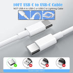 Cable de carga rápida de 10 pies para iPhone 17 16e 15, paquete de 3 cables de carga USB C a tipo C de 20 W, bloque de carga USBC de 20 W, carga súper rápida para iPhone 17 Air/17 16 15 Pro/Plus/Pro Max, iPad Pro