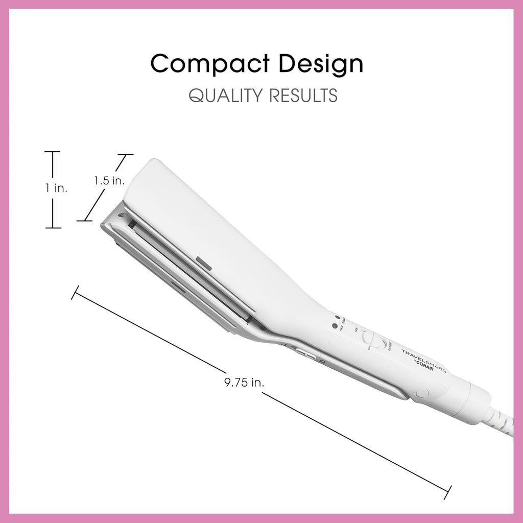 Conair Mini plancha de viaje y plana 2 en 1 para ropa, 2 en 1 Plancha para ropa y cabello