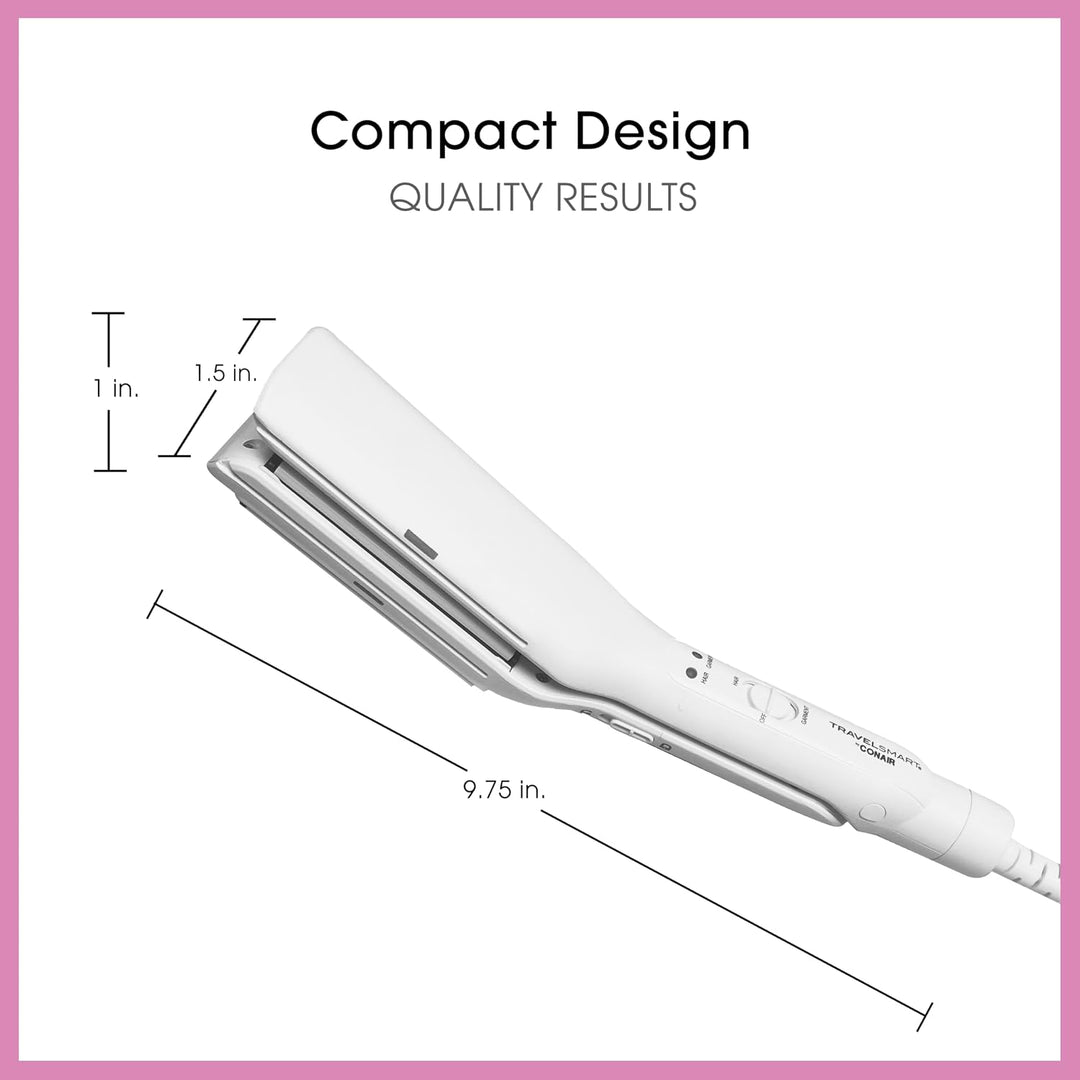 Conair Mini plancha de viaje y plana 2 en 1 para ropa, alisadora de...