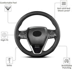 Funda de Volante Cosida a Mano, Compatible con Toyota RAV4 SUV 2019-2024 / Avalon 2019-2022 / Camry 2018-2024 / Corolla 2020-2025, Funda de Volante de Microfibra de Cuero con Envoltura