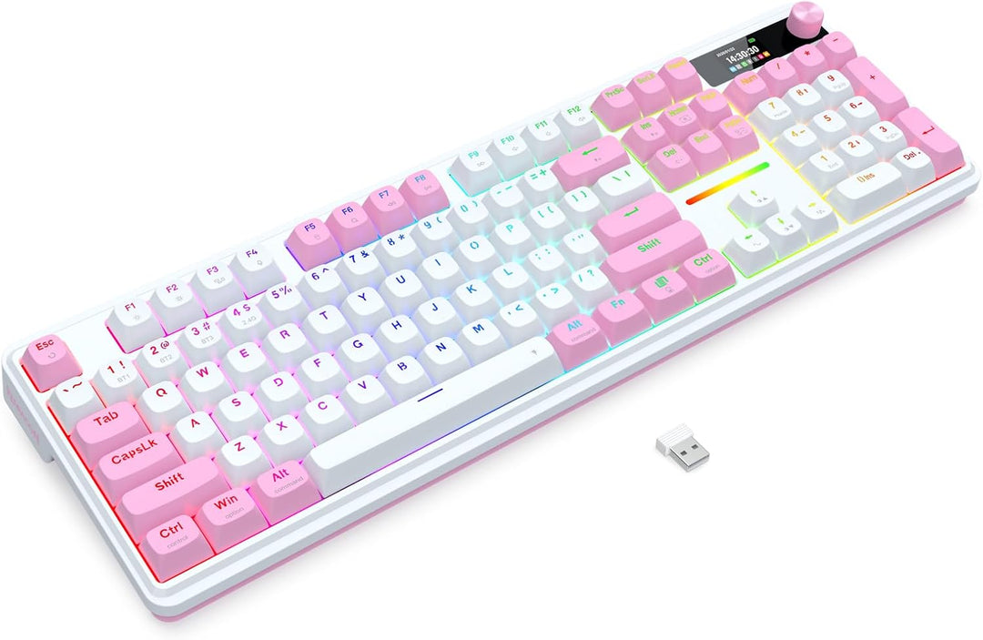 Redragon Teclado inalámbrico para juegos K762 con junta con pantall...