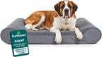 FurHaven Cama ortopédica para perros grandes, colchón de contorno de tumbona de lujo con losa de espuma ortopédica sólida para soporte de articulaciones, funda extraíble lavable, gigante XXXL, gamuza de felpa, gris
