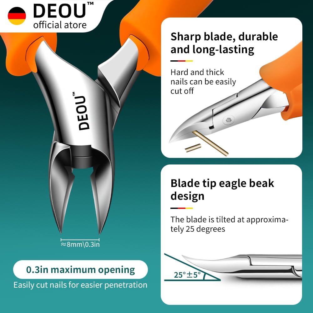 DEOU Cortaúñas de podólogo para uñas encarnadas, herramientas para...