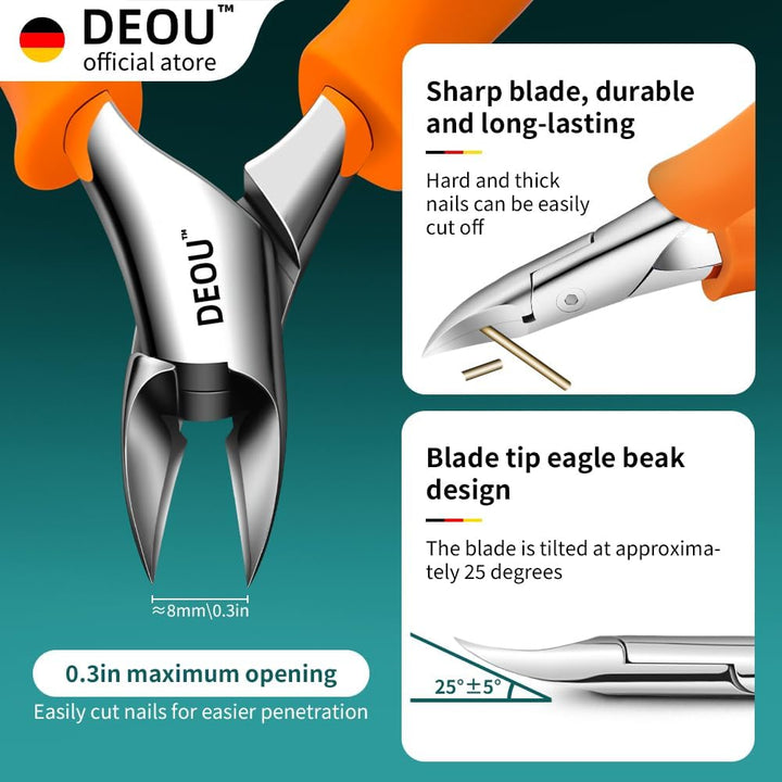 DEOU Cortaúñas de podólogo para uñas encarnadas, herramientas para...