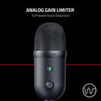 Razer Seiren V2 X - Micrófono USB de condensador para transmisión y juegos en PC: patrón de captación supercardioide - Limitador digital integrado - Monitorización del micrófono y control de ganancia
