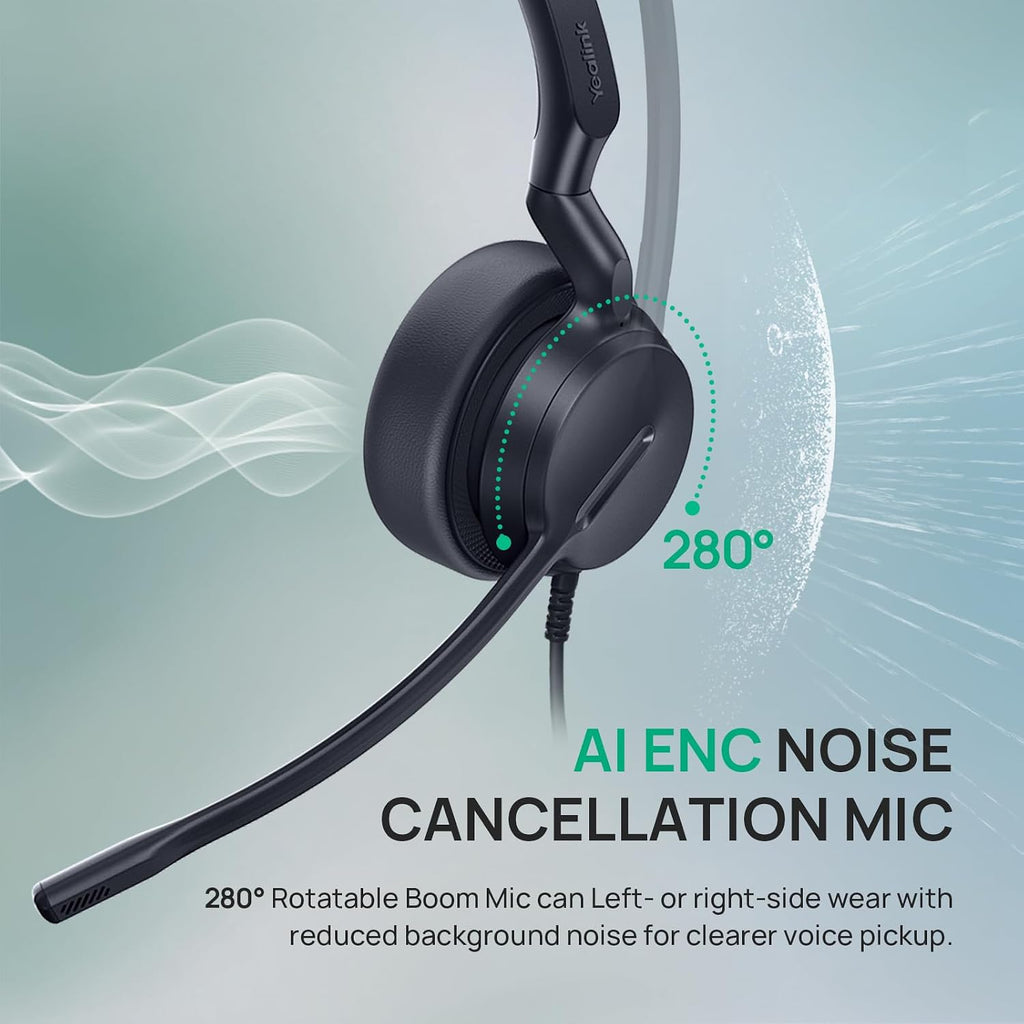 Yealink Auriculares USB-C/A con cable UH42, micrófono con cancelación de