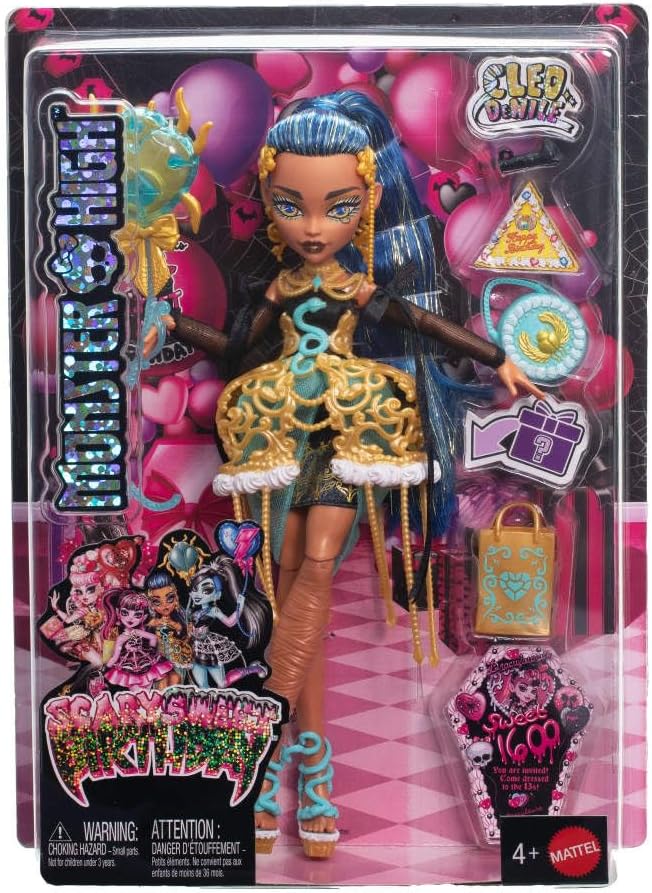 Muñeca de cumpleaños aterradora y dulce de Monster High, Cleo de Ni...
