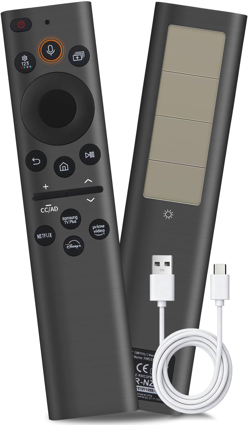 BN59-01385A Control remoto para Samsung Smart TV, solar y USB-C recargable, reemplazo universal para televisores inteligentes Samsung 2019-2026 con control de voz, botones de acceso directo