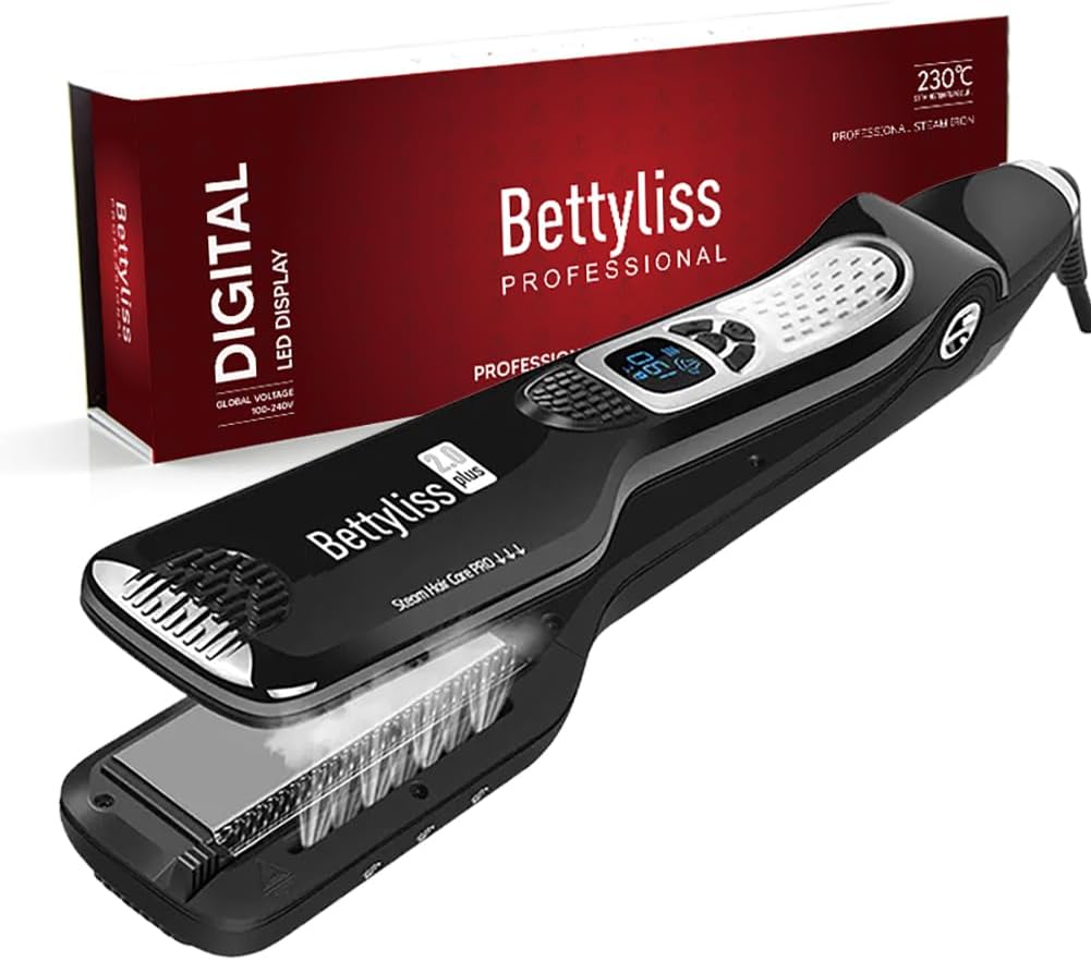Bettyliss Plancha de vapor para alisar el cabello, plancha profesio...