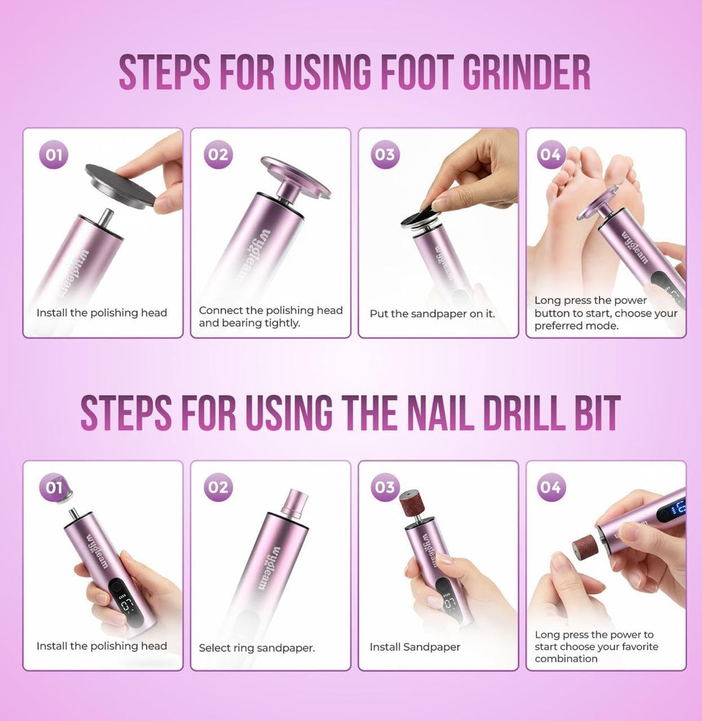 Kit de removedor eléctrico de callos para pies y lima de uñas, herramientas de pedicura recargables 2 en 1 para pies impecables, lima de pies profesional con 3 velocidades para eliminar la piel muerta, pedicura en casa
