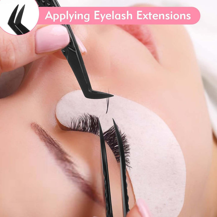 VEYES INC Pinzas de pestañas para extensiones de pestañas, pinzas d...