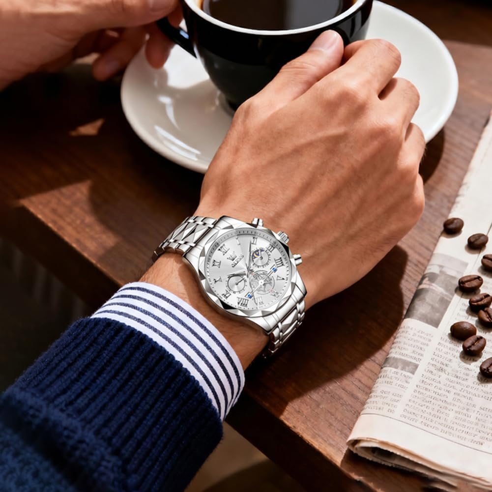 OLEVS Reloj para Hombres Clásico de Negocios en Acero Inoxidable Reloj para Hombre