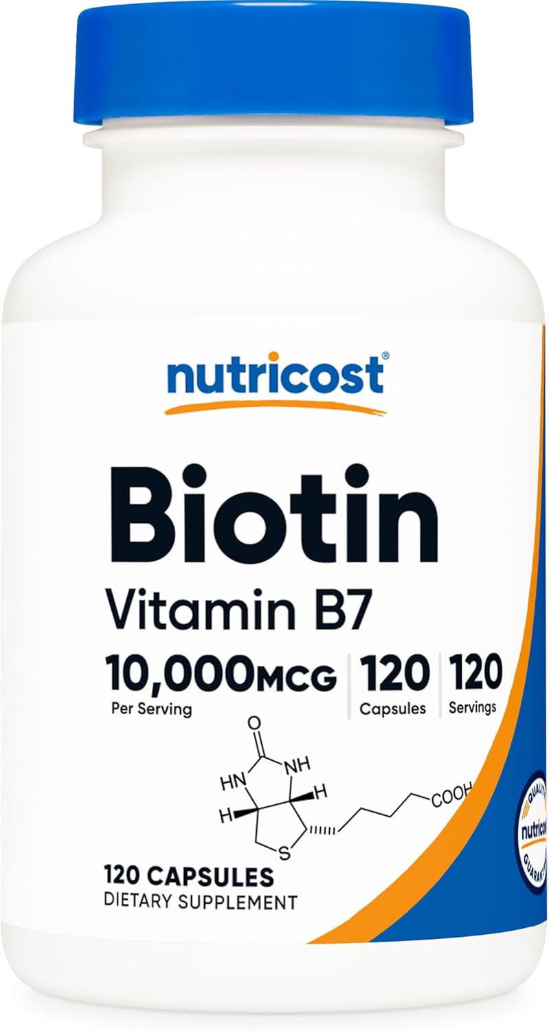Nutricost Biotina (Vitamina B7) 10,000 mcg (10 mg), 120 cápsulas -...