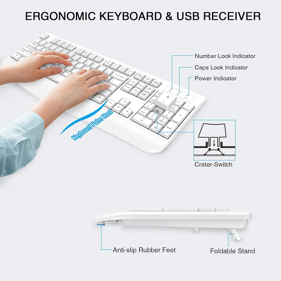 Combo de teclado y mouse inalámbricos, teclado inalámbrico de tamañ...
