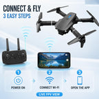 FPV Drone para cámara 1080P, mini cuadricóptero plegable, principiantes