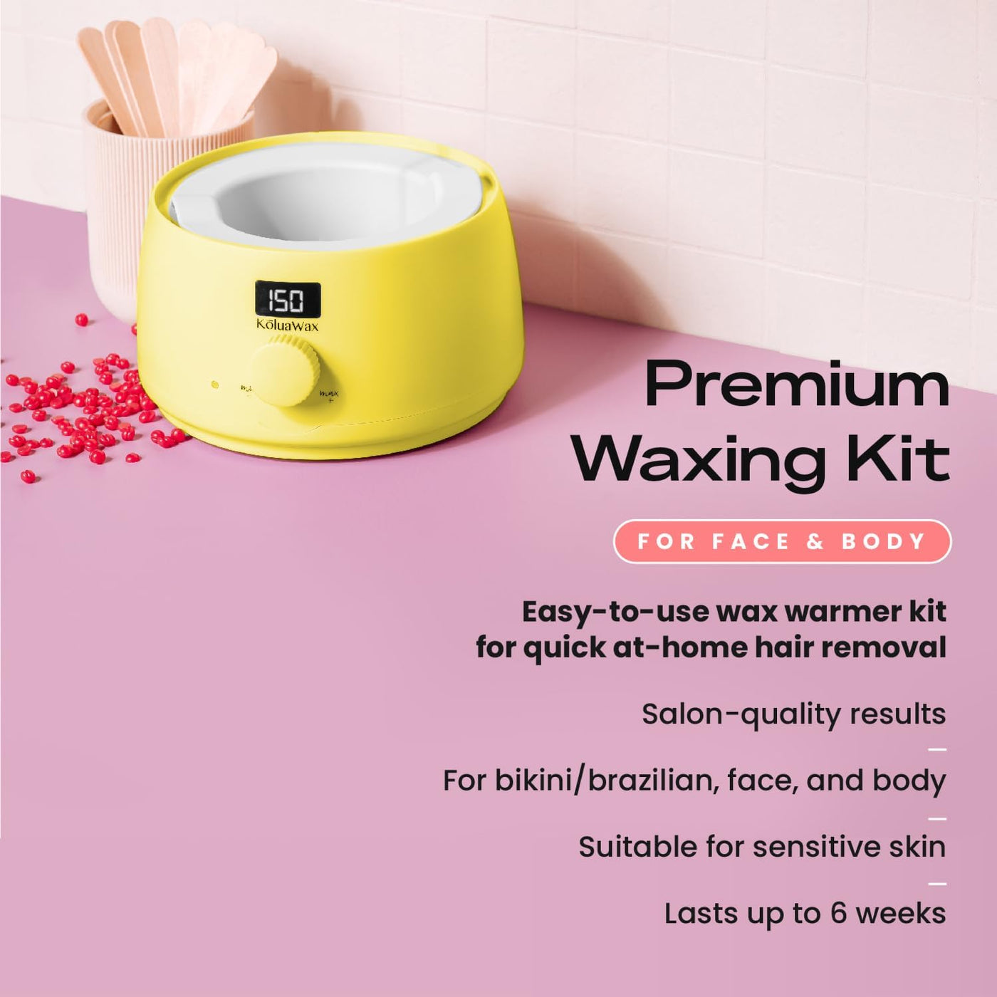 KoluaWax Kit de Cera Premium para Mujeres - Apto para Principiantes...