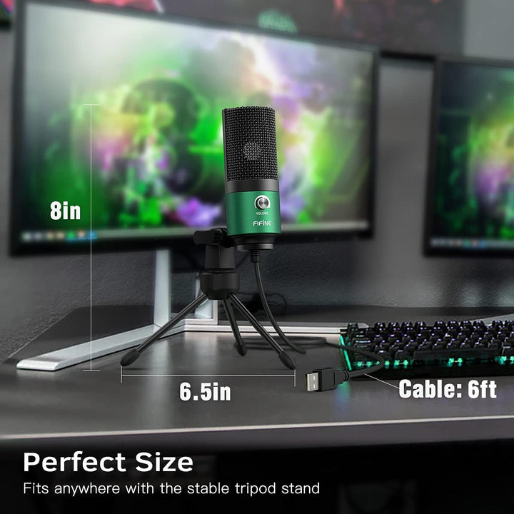 FIFINE - Micrófono USB para juegos para PC de escritorio, PS4 y Mac...