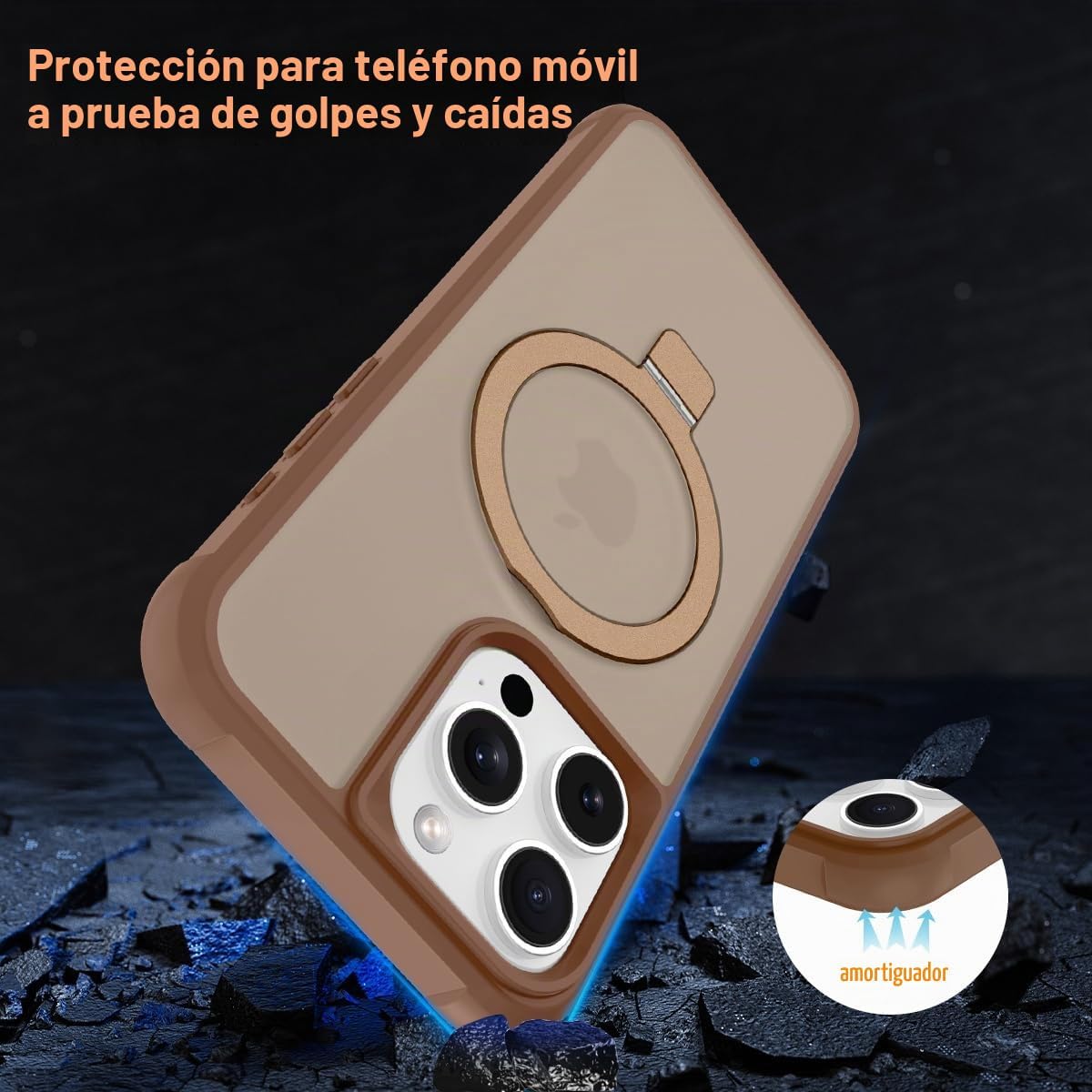 Funda compatible con iPhone 16 Pro con soporte, color marrón desierto