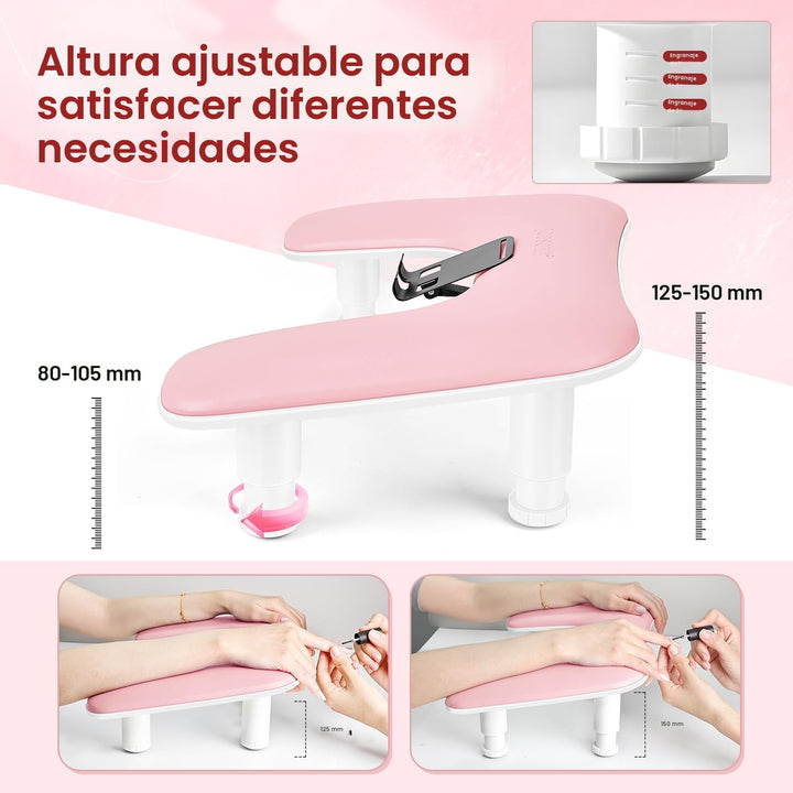 JODSONE Reposabrazos de manicura en forma de U rosa para uñas con s...
